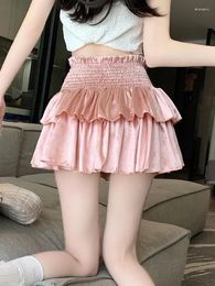 Skirts Streetwear Y2k Ruffles Pink Mini Women Sweet Kawaii High Waist A Line Skirt Summer Korean Fashion Black Ball Gown