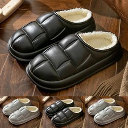 Slippers Plush Warm Detachable Support Shoes Couple Men'S Half Heeled Cotton Autumn Winter Home Outdoor Wear Comfort Flat