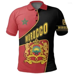 Men's Polos Morocco Polo Shirts Moroccan National Emblem Flag 3D Print Men Women Casual Oversized Short Sleeve T-shirt Tees Tops Clothing