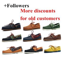 Genuine Leather Men Casual Classic Boat Shoes Handmade Driving Shoes Docksides Deck Moccain Loafers Fashion Sneakers Homme Femme 240516