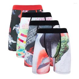 Underpants 4Pcs Fashion Print Men Underwear Boxer Cueca Male Panties Lingerie Boxershorts Sexy Briefs Boxers S-XXL Trunks