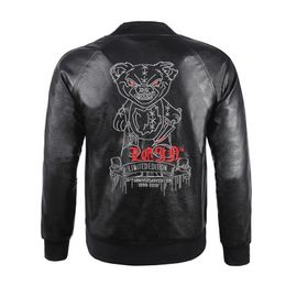 Philipps Plain Herrenjacke PP Schädel Brand Herbst Winter Echtes Leder Blazer Simulation Hip Hop Streetwear Bären Motorradkollektion Außenbekleidung Manteljacken