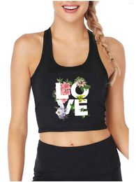 Women's Tanks Love Is A Floral Spring Design Quality Sexy Crop Top Valentines Day Fashion Novel Tank Tops Girl's Leisure Sports Camisole