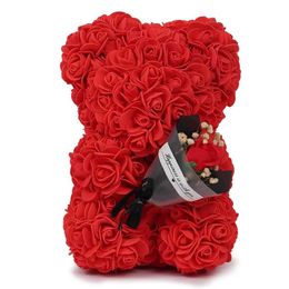 Decorative Objects Figurines 1 piece of artificial flower eternal rose teddy bear for moms birthday Valentines Day gift and decoration H240521 7Y6Z