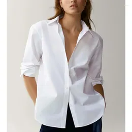 Women's Blouses Withered England Style Office Lady Simple Fashion Poplin Solid White Blouse Women Blusas Mujer De Moda 2024 Shirt Tops