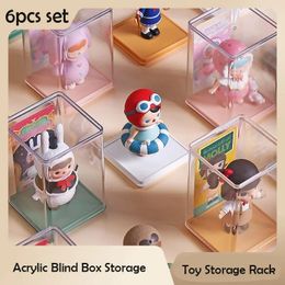 6pcs Toy Display Box Organizer Acrylic Fashion Play Blind Storage Frame Stackable Single Handmade Transparent Cabinet 240522