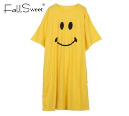 FallSweet Summer Night Dress Cotton Sleepwear Round Neck Lingerie Plus Size Nightgown Women Short Sleeve Sleepshirts9162706