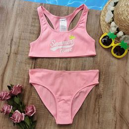 Two-Pieces Womens Swimwear 7-14 year old girl swimsuit childrens letter printing girl bikini set sports two-piece childrens swimsuit WX5.2247566