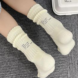 Women Socks Fashion Embroidery Letter Cotton Korean Street European And American Designer Thread Mid-tube Sock For Men