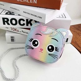 Handbags Cute Baby Kids Mini Coin Purse Handbags Boys Girls Wallet Pouch Crossbody Bags Lovely Cartoon Cat Childrens Small Shoulder Bag Y240523