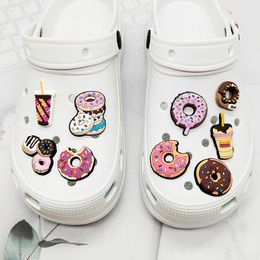 donuts Anime charms wholesale childhood memories game funny gift cartoon charms shoe accessories pvc decoration buckle soft rubber clog charms