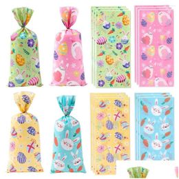 Gift Wrap 25/50/100Pcs Happy Easter Printed Candy Decorative Bag Gifts Egg Carrot Pattern Drop Delivery Home Garden Festive Party Su Dh2Os