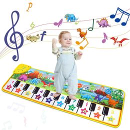 110x36cm Musical Piano Mat for Kids Toddlers Keyboard with 8 Dinosaur Sounds Baby Mat Musical Carpet Educational Toys for Kids 240517