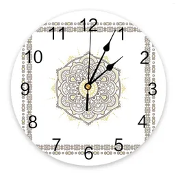 Wall Clocks Moroccan Mandala Flower White Clock For Modern Home Decoration Teen Room Living Needle Hanging Watch Table