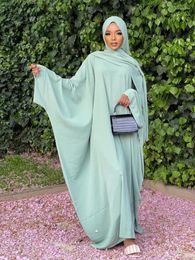 Ethnic Clothing Ramadan Eid Jilbab Batwing One Piece Abaya Dubai Muslim Prayer Garment Hijab Dress Women Long Khimar Kaftan Robe Islamic