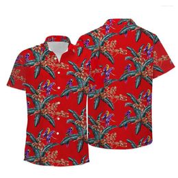 Men's Casual Shirts Summer Floral Parrot 3d Print Shirt Men Women Single-Breasted Short Sleeve Hawaiian Cool Clothing Blouse