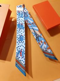 18 M H Silk Scarf Womens French Retro Tie Bag Small Long Ribbon Decoration Hair Band H All Match Ribbon 10a 10A