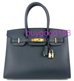 10A Biridkkin Designer Delicate Luxury Women's Social Travel Durable and Good Looking Handbag Shoulder Bag 30 Blue Leather Gold Hardware Handbag