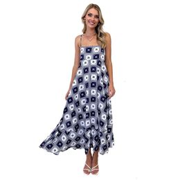 2024 Spring Summer new women's floral halter Slip dress slim Abstract pattern Casual Dresses Long dress Clothing fff 1cc7e
