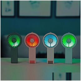 Other Home Garden Summer Fan Mini Portable Outdoor Cooling Rechargeable Handheld Desktop Stand With Led Atmosphere Light Drop Deliv Dh3Bx