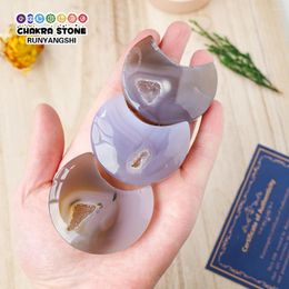 Decorative Figurines 1PC Natural Crystal Gem Agate Moon Home Crafts Stress Relief Improve Sleep Love Health Healing Decoration Gifts