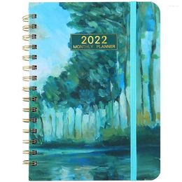 Monthly Planner- A5 Weekly & Planner Notebook With Tabs Elastic Closure Inner Pocket (Tree)