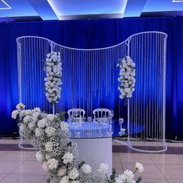 No flower no chair no table including)New Design Wedding Iron Arch Frame Stand Wall Backdrops Frame Metal Arch Backdrop for Wedding Decoration