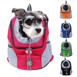 Double Shoulder Portable Travel Backpack Outdoor Pet Dog Bag Front Mesh Outdoor necessities 240522