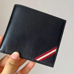 Fashion Ballys Pures Luxury Designer Wallet Classic Striped Design Causal Business Pures High Quality with Logo Imported Waxed Cowhide Leather Men's Wallet