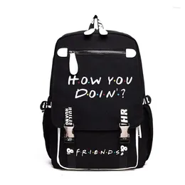 Backpack Friends How You Doing Bag Book School Travel Laptop Bags Metal Button Front Zipper Canvas Mochila