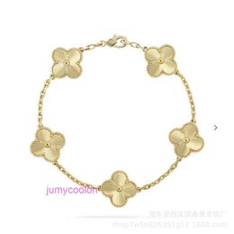 Designer Jewellery Luxury Bracelet Vanccllfe V-gold Silver Four Leaf Clover Five Flower Flower Bracelet S925 Silver 18k Yellow White Gold Womens Luxury RO84