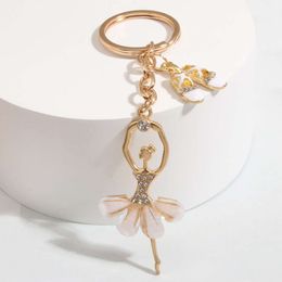Cute Enamel Keychain Ballerina Ballet Shoes Ring Dancer Key Chains Souvenir Gifts For Women Girls DIY Handmade Jewellery