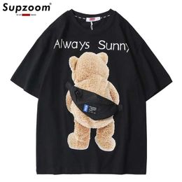 Men's T-Shirts Supzoom 2022 New Arrival Summer Bear Printed T-shirt Neutral Short O-neck Casual T Shirt Men Hip Hop Leisure Cotton Tshirt Homme J240522