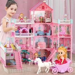 Doll House Accessories QWZs new large-sized girl princess villa toy handcrafted doll house castle DIY house toy doll house birthday gift educational toy Q240522