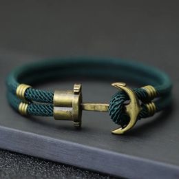 Vintage Pirate Bracelet Men Bronze Punk Braclet Outdoor Survival Braslet Gift For Him Double Safety Rope Brazalete Pulseras 240515