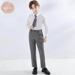 Clothing Sets Fashion Baby Boy Formal Clothes Set Pant Shirt Tie 3PCS Toddler Child Teen Handsome Suit Birthday Wedding 2-18Y