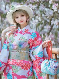 Ethnic Clothing Japanese Style Po Kimono Women's Traditional Printed Polyester Modified Anti-Wrinkle Adjustable Undress Long Loose
