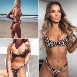 Women's Swimwear Vintage Leopard Print Swumsuit Woman Sexy Bikini Ladies Split Swimsuit 2024 Fashion Girl Women