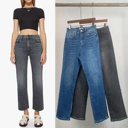 Women's Jeans Spring Summer Women Straight Cropped High Waist Slim Versatile Elasticity