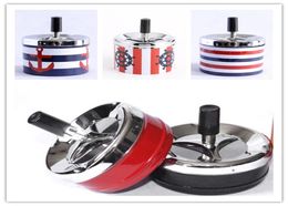 Creative Metal Plastic Round Ashtray Ash Tray with Lids Press Rotary Portable Cigarette Holder Car Ashtray8763170