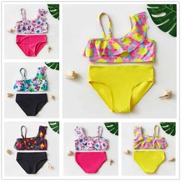 Two-Pieces Womens Swimwear Girls Bikini 3-10 Years Girls Swimsuit Ruffled Style Swimsuit Girls Swimsuit Two piece Childrens Swimsuit Childrens Bikini Set WX5.22