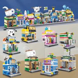 Blocks Stackable building block toys set of 8 pieces designed to enhance the hands-on abilities boys and girls featuring urban street scenes H240523