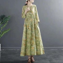 Casual Dresses Summer Dress For Women Vintage Fashion Elegant Cotton Linen Ethnic Style Clothing Clothes Comfortable Harajuku