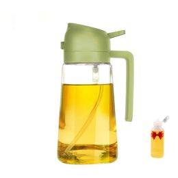 2 in 1 and Portable Bottle, for Kitchen Spray, 16oz Glass Spray Bottle with Pourer, Food-grade Oil Dispenser & Sprayer (1Pc-Green)
