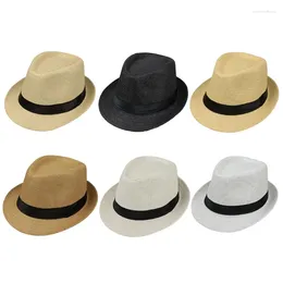 Berets Elegant Hand Weaving Hat Adult Spring Outdoor Camping Straw Breathable Sunproof Fedoras For Gentlemen