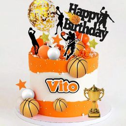 Party Supplies 1set Basketball Theme Happy Birthday Cake Topper Decor Dessert Decorative Gatherings Decorations