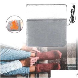 Carpets Foot Warming Mat Double-Side Heated Electric Heating Pad Warmer Heater Power Saving Usb Charging Washable Drop Delivery Home G Dhxrv