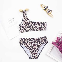 Two-Pieces Womens Swimwear 2-8 year Leopard Girls swimsuit 3-piece childrens bikini set summer girl swimsuit childrens Biquini baby swimsuit WX5.22