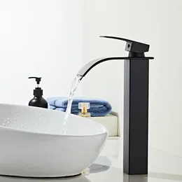 Bathroom Sink Faucets Cold Wash Basin Faucet Waterfall Vanity Single Lever Matte Black And Washing Taps