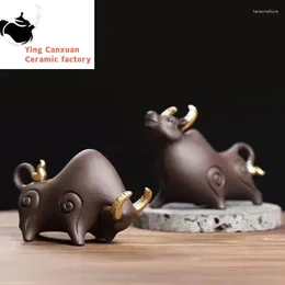 Tea Pets Cow Fine Pet Set Supportable Table Decorative Small Ornaments Utensils Furnishings Yixing